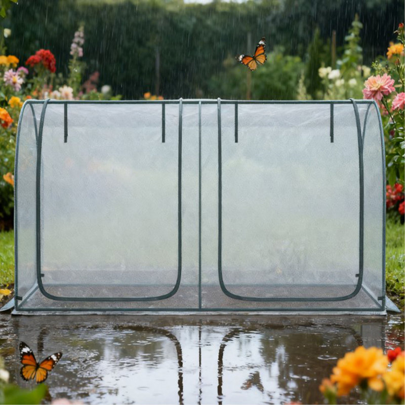 Cage de culture facile à utiliser, tente de protection des plantes, avec portes à fermeture à glissière, sac de rangement et piquets de sol