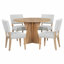 Ensemble de table de salle à manger 5 pièces pour 4 personnes, ensemble de table et chaises de cuisine rétro de 4 avec base conçue, table de salle à manger en bois avec 4 chaises rembourrées pour les petits espaces et la salle à manger-375477042
