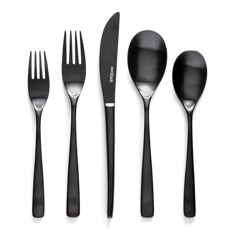 over&back Curved 18/8 Flatware Set - Service for 4, Matte Black
