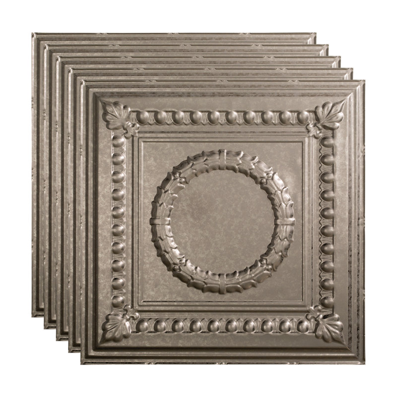Panneau de plafond décoratif en vinyle FASÄDE Rosette 2 pi x 2 pi, Acier galvanisé