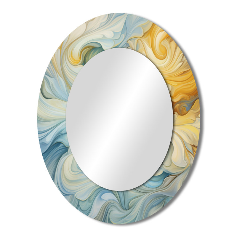 Miroir mural ovale bleu et orange Vintage Elegance III, 43 po x 33 po