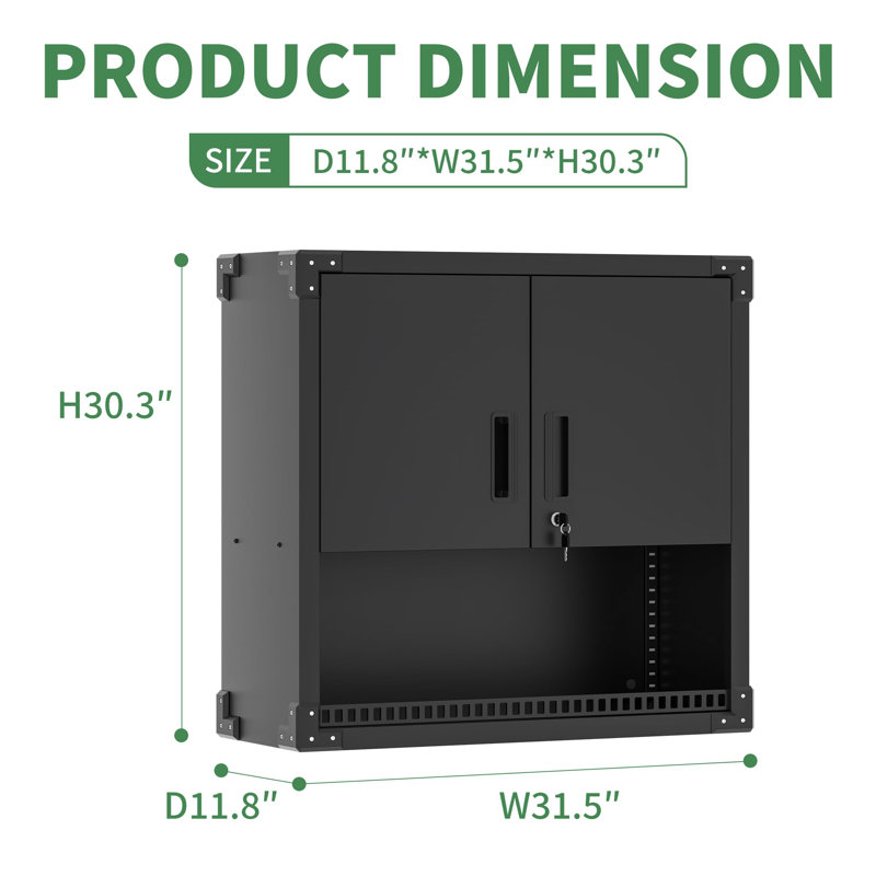 29.5''W Metal Garage Storage Cabinet with Adjustable Shelf,Durable Tool Cabinet., Black
