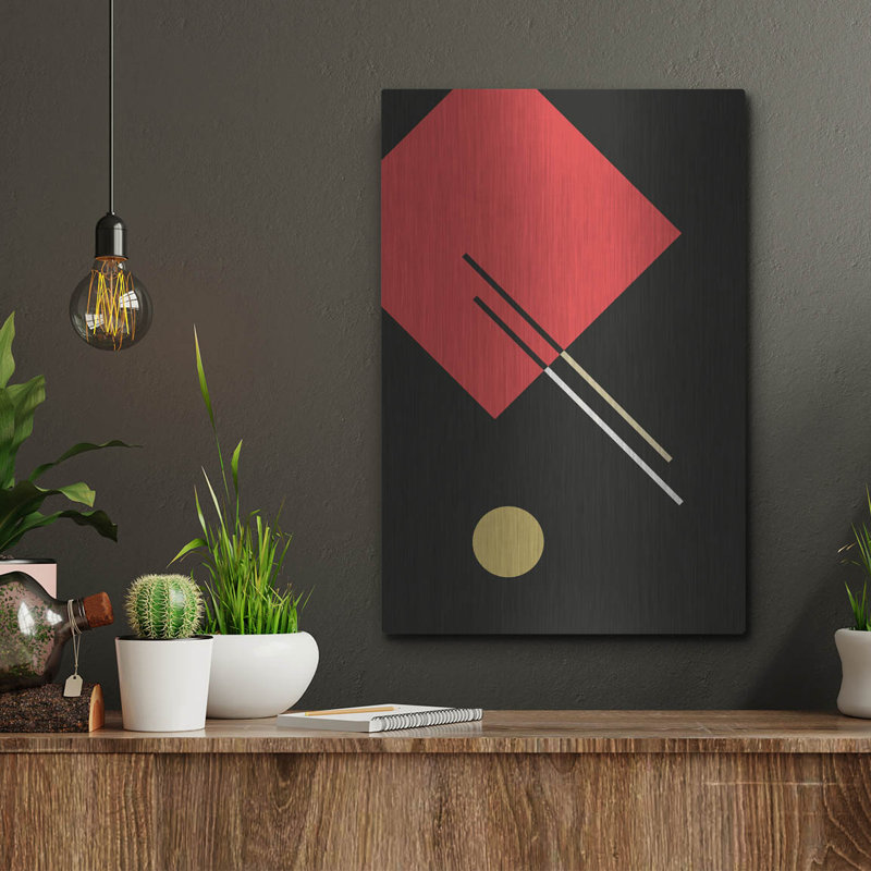 Ivy Bronx «Suprematist Abstract Geometric 2» par Gary Williams, art mural en métal, H 16 po x l 12 po