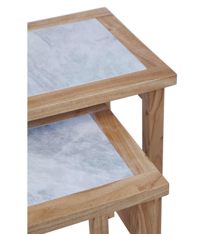 Side Table Set, Natural Wood