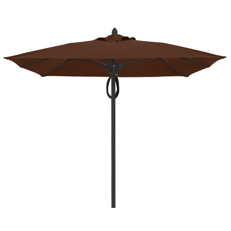 Parasol de marché carré 7,5 pi Prestige, Cacao, Aluminium brillant