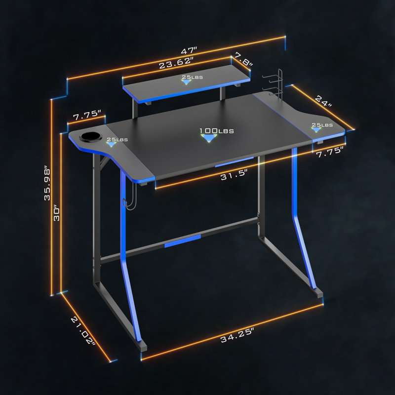 Deashia Metal Base Computer Desk, Blue