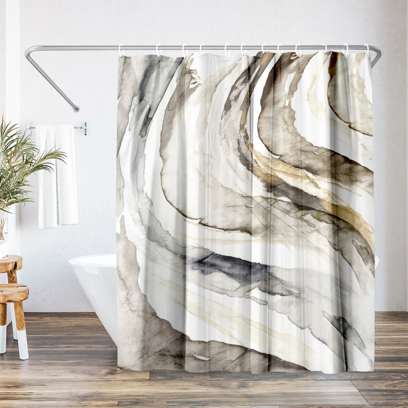 Abstract Shower Curtain Gulf by PI Creative Art, Gold