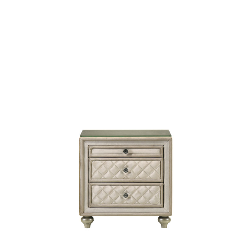 Table de chevet en velours beige Lucienne (comprend seulement la table de chevet)