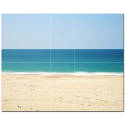 Beach Photo 12'' x 12'' Satin Ceramic Decorative Mural