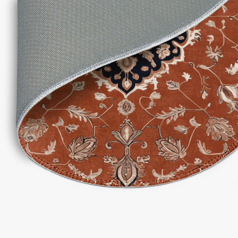 Tabriz Brown Indoor and Outdoor Area Rug, Round 5'