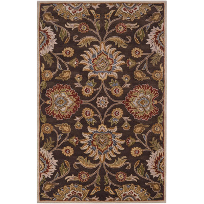 Tapis brun foncé en laine touffeté à la main Camden