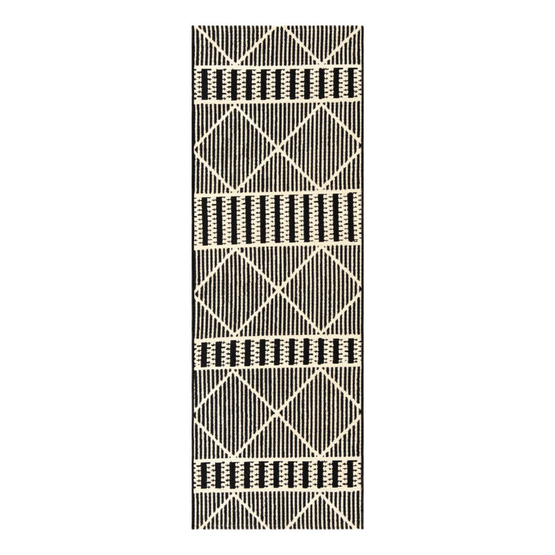 Black Dalyan Indoor/Outdoor Trellis Rug, Runner 2' x 6'