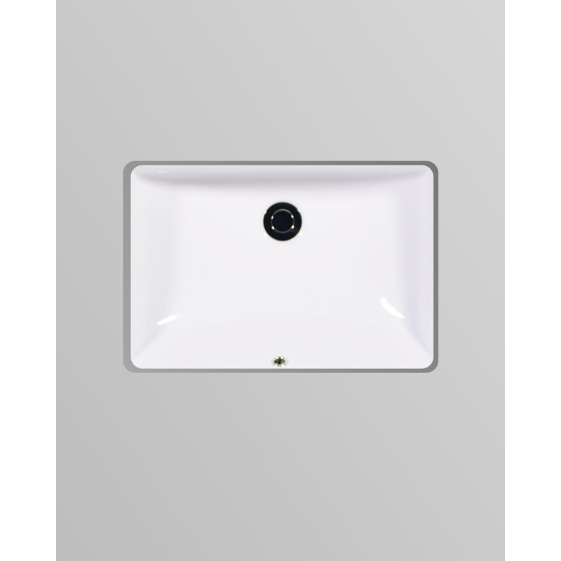 Lavabo de salle de bain rectangulaire encastré en porcelaine vitreuse avec trop-plein Muse, Balsa