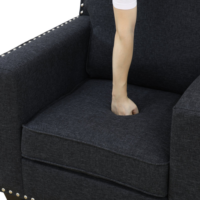 Ruthia Upholstered 57'' Loveseat, Black Linen