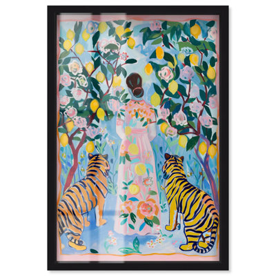 Décoration murale «In Tiger Garden Shadowbox» par Art Remedy, cadre noir, 31 x 46
