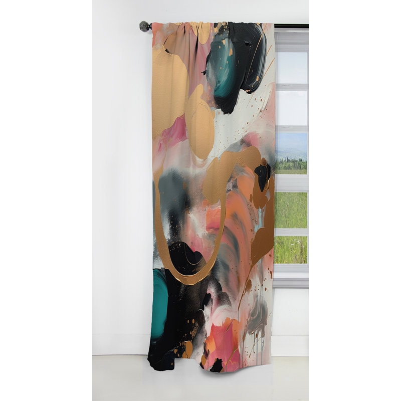 Brett - Abstract Marble Curtain - Velvet Blackout Marble Curtain - 1 Panels, 52" W x 84" L