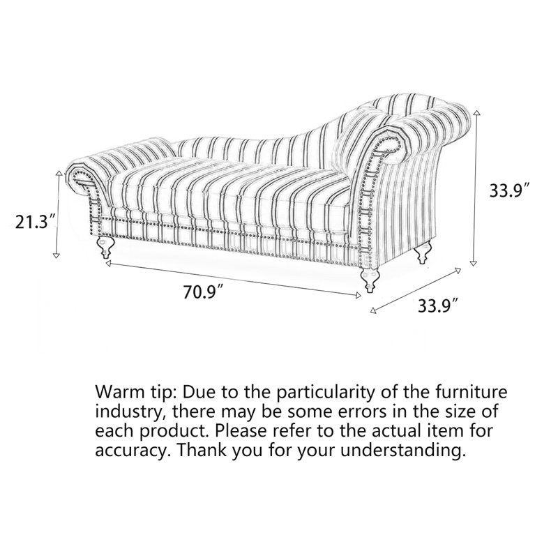 Chaise longue en tissu American, Face à la droite