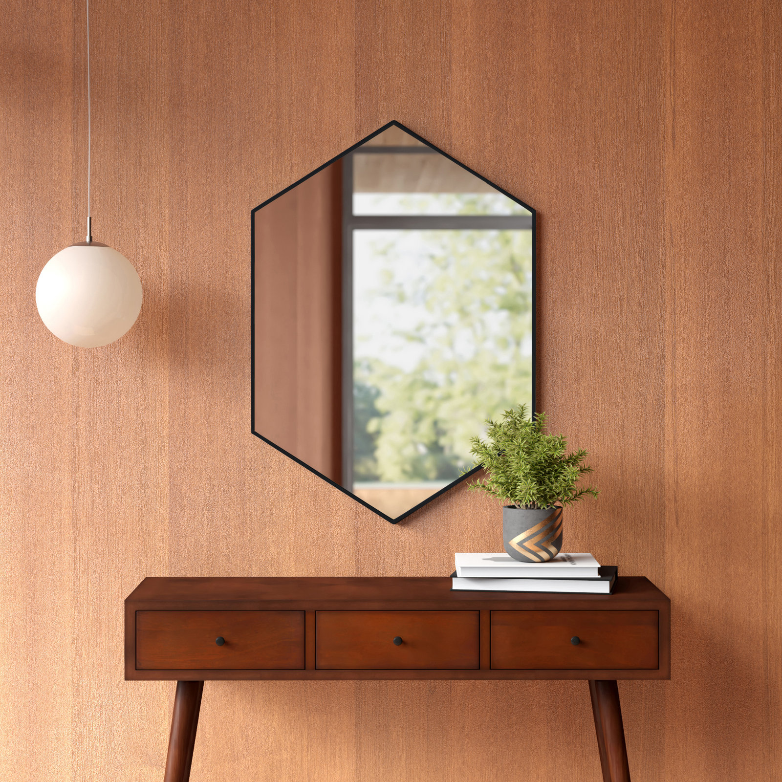 Sabine Accent Mirror, 34" H x 24" W, Black