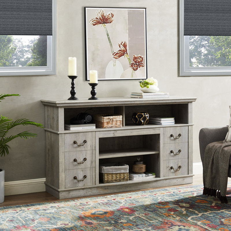 Farmhouse TV Stand for TVs up to 65", Entertainment Center, TV Console, Light Gray