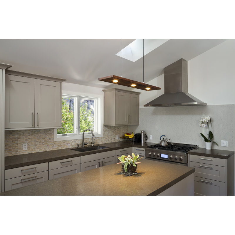 Vix Dimmable LED Pendant, 3500K, 0.75" H x 34" W x 8" D, Oiled Walnut