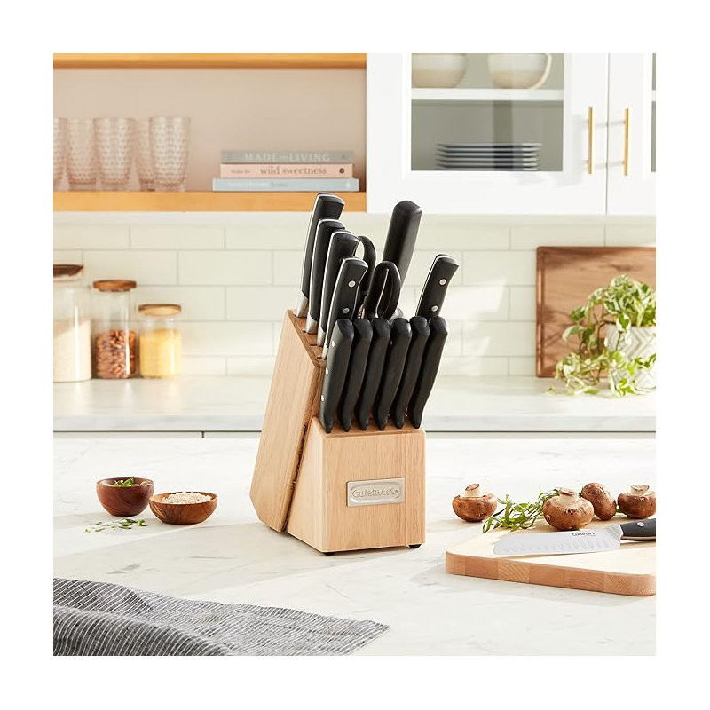 Cuisinart 15 Piece Knife Set with Block, High Carbon Stainless Steel, Forged Triple Rivet