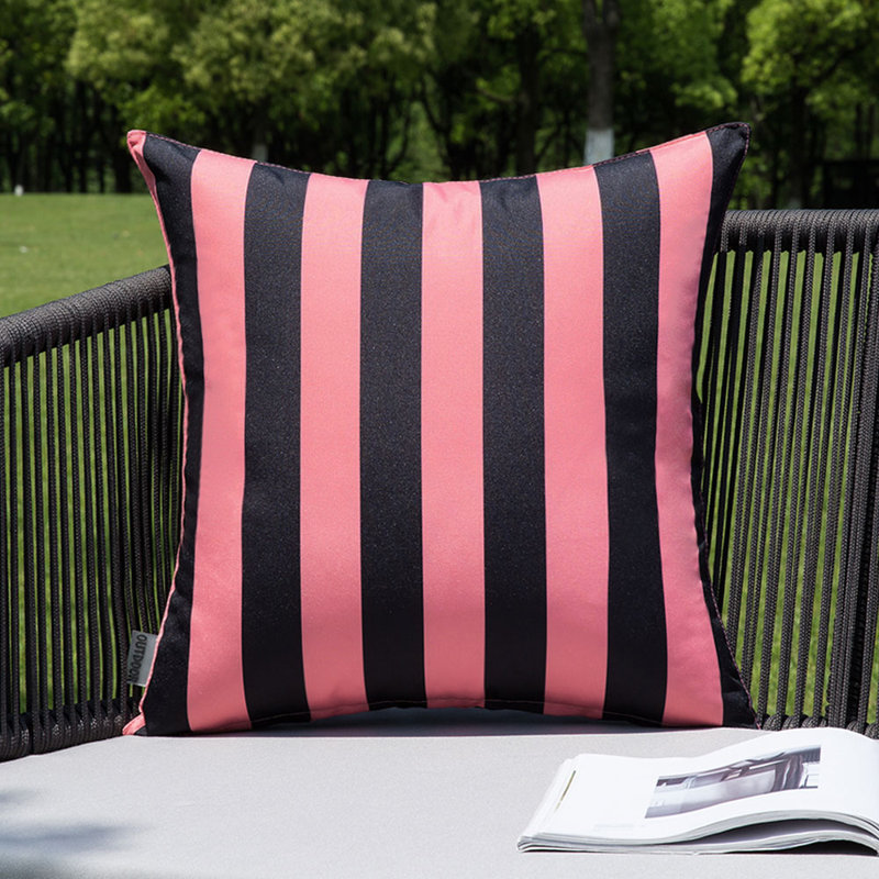 Outdoor Striped Pillow Cover, Pink