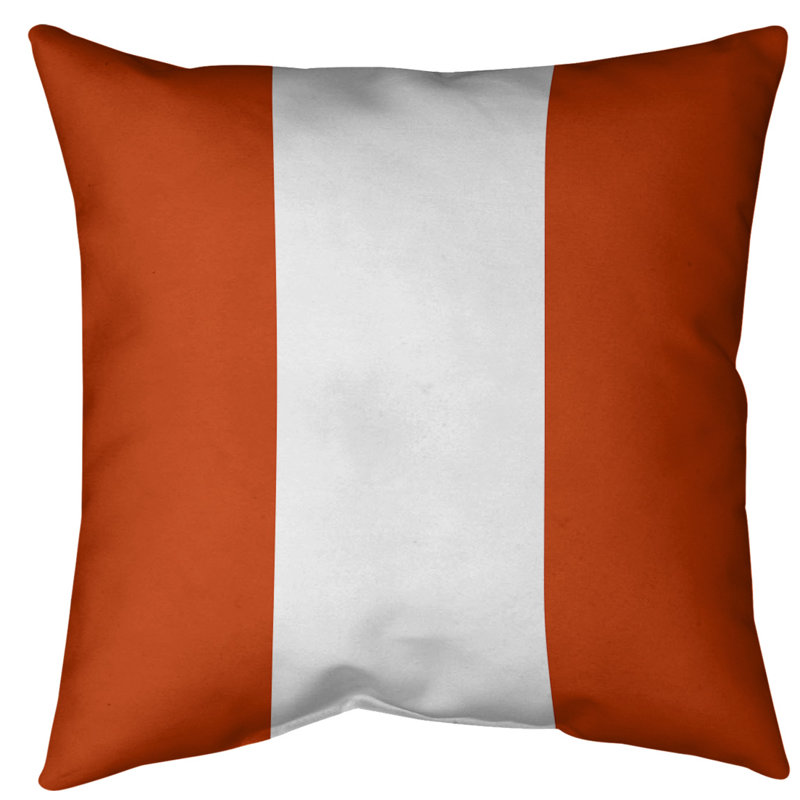 Housse de coussin, 16 po x 1 po, Orange / blanc, Polyester sergé