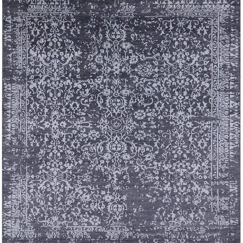 Tapis oriental blanc / gris foncé, Carré 7 pi