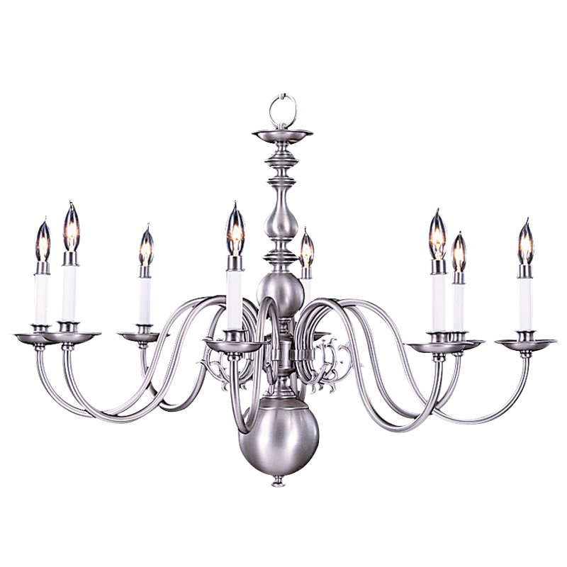 Lustree 8 lumières façon bougie/classique Jovan, Étain satiné