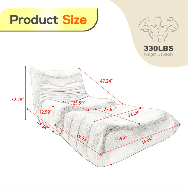 Fauteuil à billes et chaise longue Teddy, Blanc