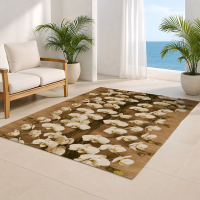 Tapis d'intérieur et d'extérieur brun Botanical
