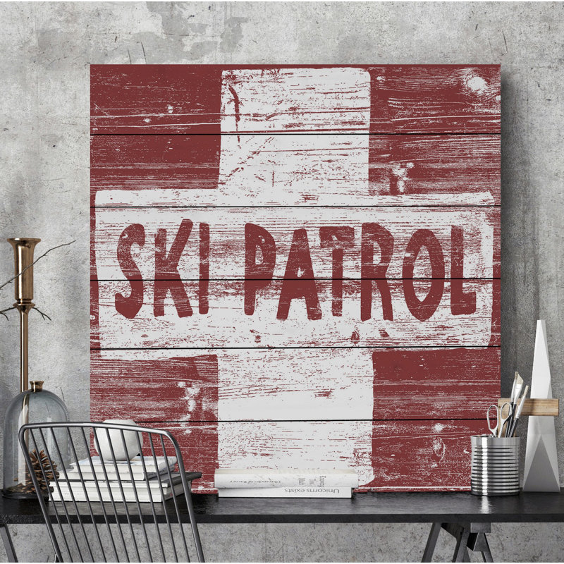 Reproduction d’art textuel sur bois, "Patrol, H 24 po x l 24 po