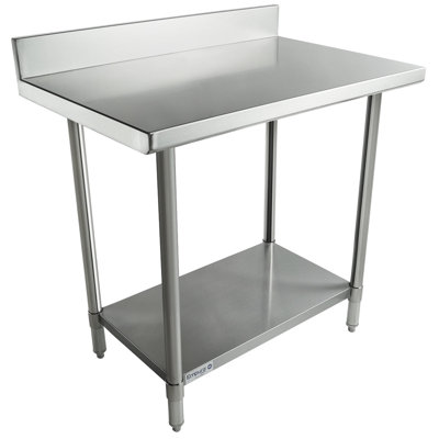 EMPURA 48" x 30" Stainless Steel Work Table | Commercial Utility Prep Workstation for Restaurant Laundry Garage | 600 lb Capacity, S/S Undershelf Legs, 4" Backsplash, 48"W x 30"D x 35"H, 16 Gauge, NSF