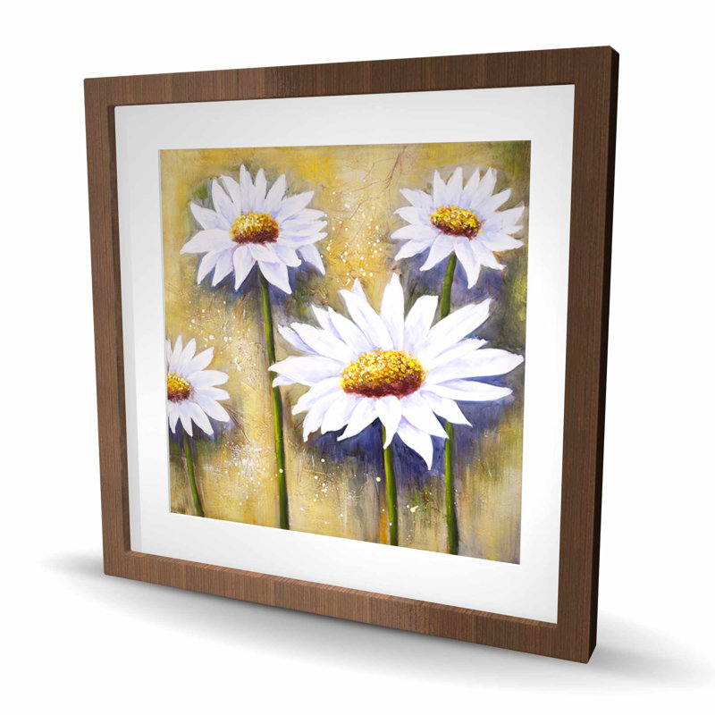 Daisies at Sun - imprimé floral encadré mat pour la décoration intérieure