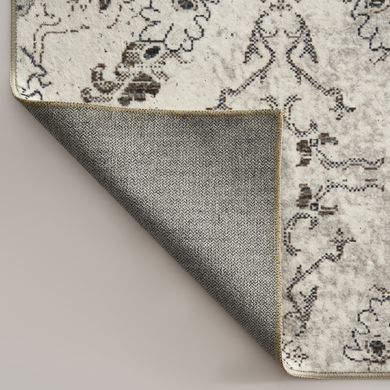 Tapis lavable antidérapant rétro taupe délavé, Rectangle 10 pi x 14 pi