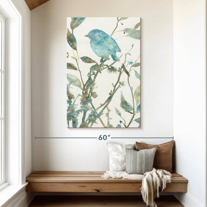 Silhouette d'oiseau bleu sarcelle Brampt II, H 48 po x l 32 po