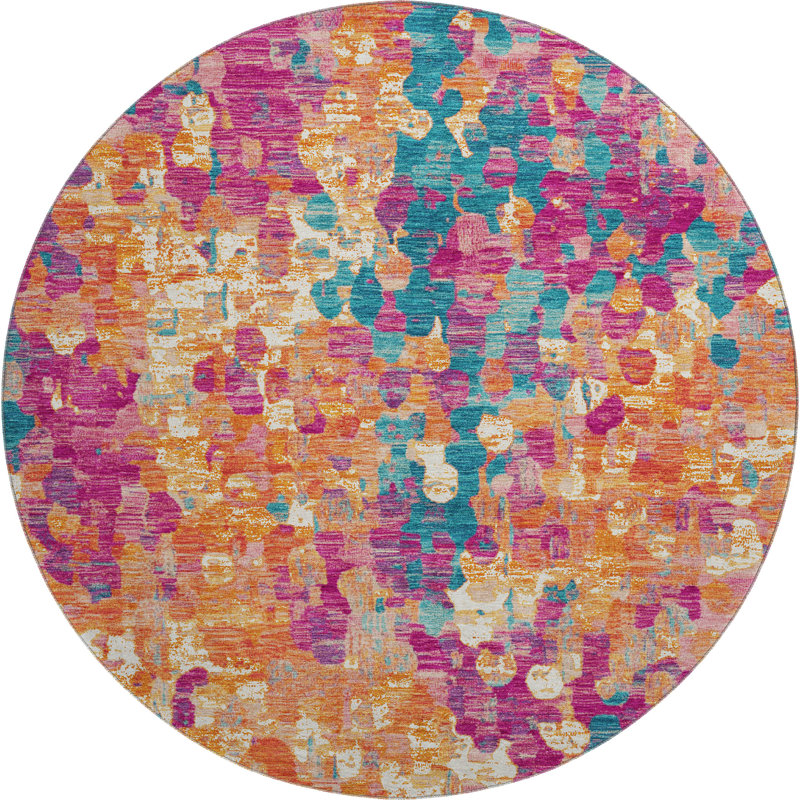 Premium Machine Washable Mayfield  Abstract Rug, 8' Round, Blush