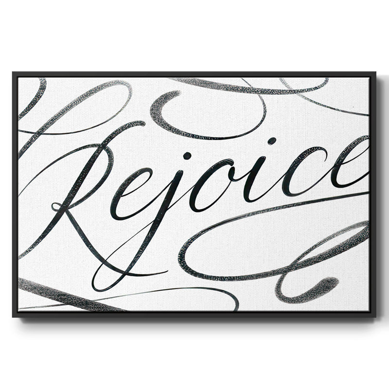 Rejoice, reproduction d'art sur toile, Cadre noir, H 17 po x l 25 po x P 1,5 po, Noir