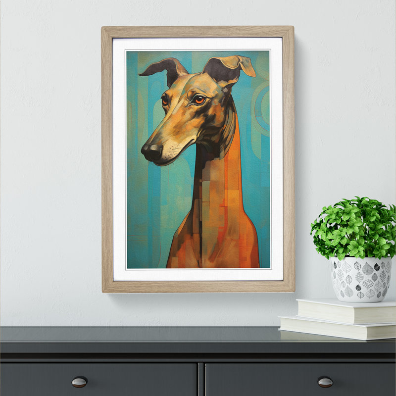 Greyhound Art Deco - Framed Print