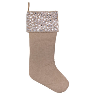 Burlap Jewel Christmas Stocking