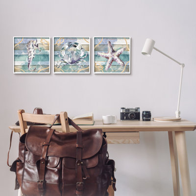 " Sea Life Plank Pattern " by ND Art 3 - Pieces