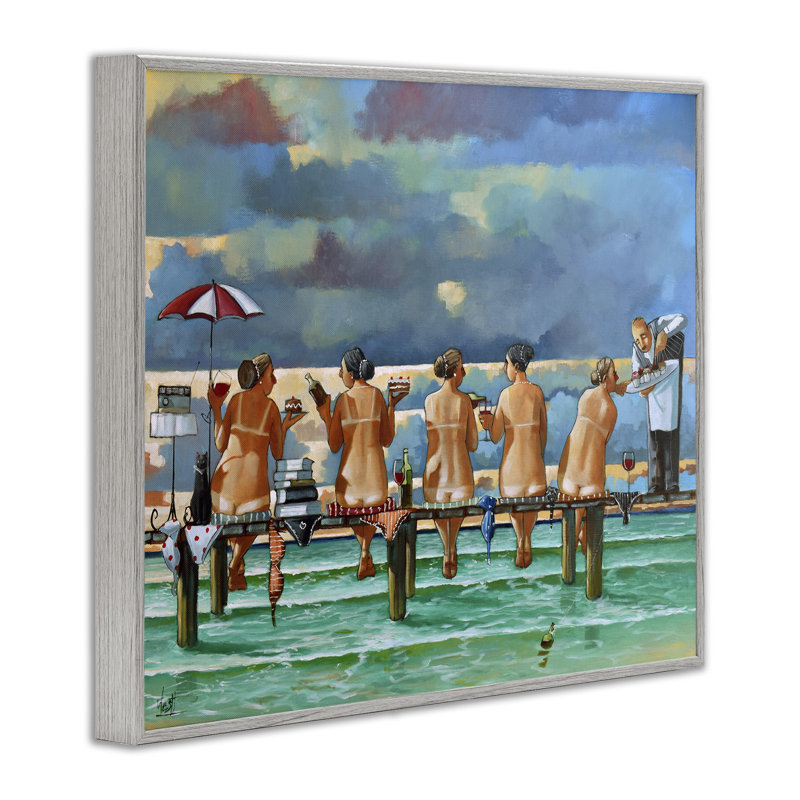 «Beach Dock Women Summer Fun», estampe numérique par Ronald West, Estampe numérique Farmhouse, H 11 po x l 14 po