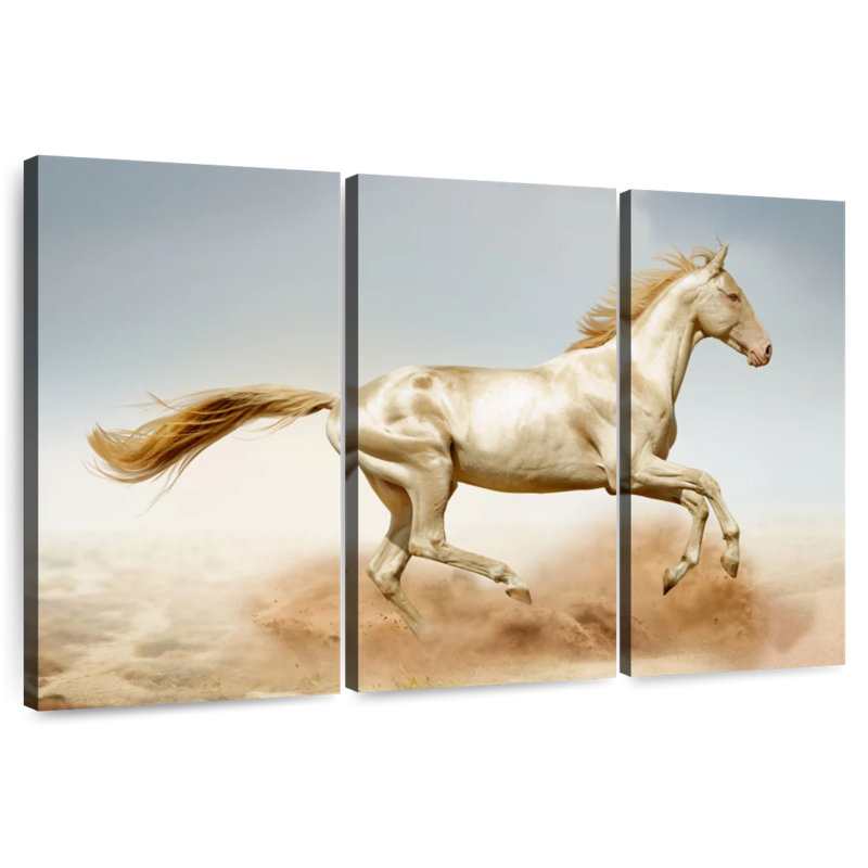 Brampt qui court le cheval Akhal Teke, H 24 po x l 38 po
