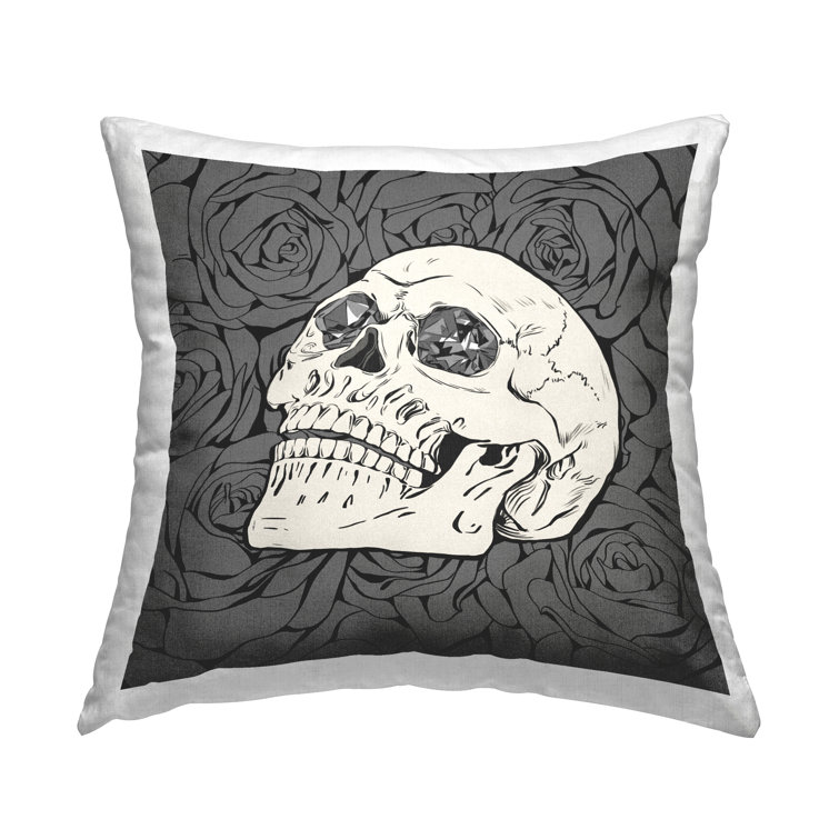 Suonity Victorian Goth Gothic Skull Damask Linen Throw Pillowcases, Pack of  2, Sofa Bedding Decorative Throw Pillows.