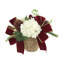 Holiday Hydrangea Arrangement with Evergreen and Bows in Rope Pot-2011061008
