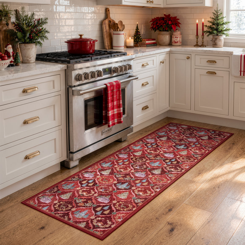 Tapis de Noël Laraven, tapis de Noël antidérapant lavable, Tapis de couloir 2 pi x 6 pi
