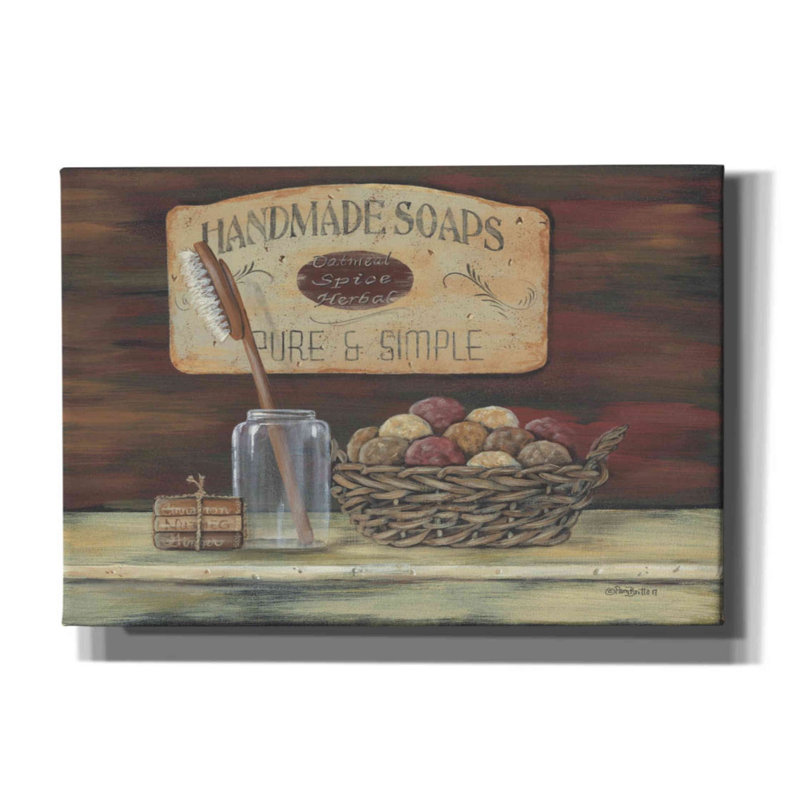 «Handmade Soaps» par Pam Britton, art mural sur toile, H 18 po x l 26 po x P 0,75 po