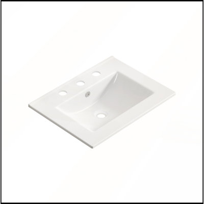 Lavabo de salle de bain en cÃ©ramique de 24 pouces avec trous prÃ©-percÃ©s, pour un dÃ©cor moderne et une installation facile