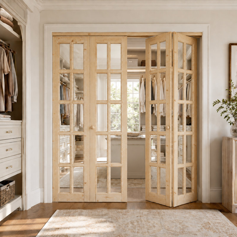 Porte pliante double 60 "x 60" en bois massif 60 po x 80 po avec quincaillerie d'installation, 60 po x 80 po