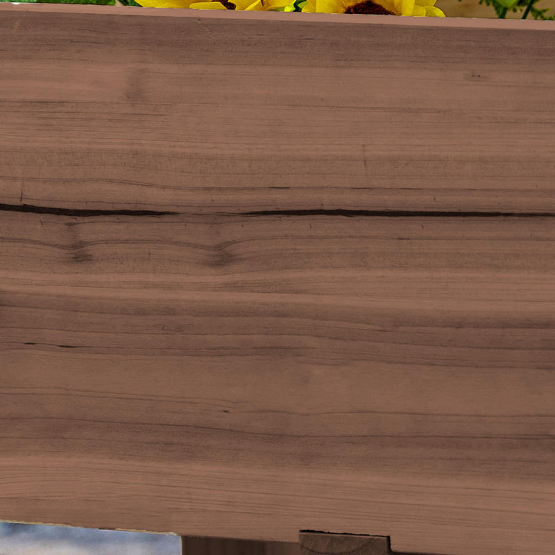 Raised wooden garden bed with drainage holes, Coffee
